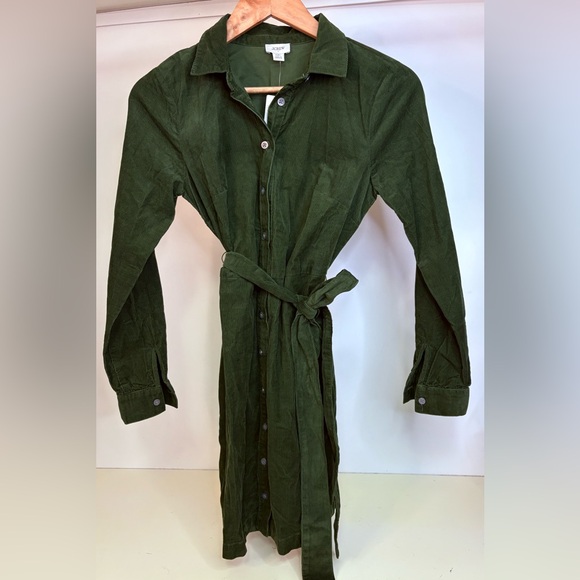 NWT J. Crew Olive Button-Up Dress with Belt - Picture 2 of 5